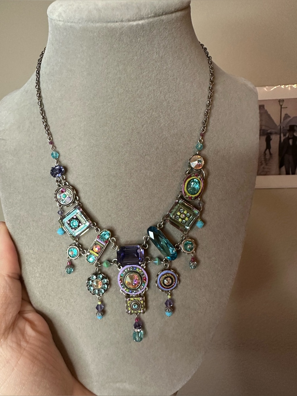 Firefly stamped multicolor crystal necklace